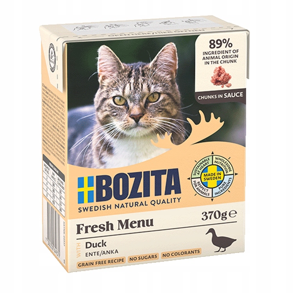 4 x Bozita kousky v omáčce s kachnou mokré krmivo pro kočky 370 g