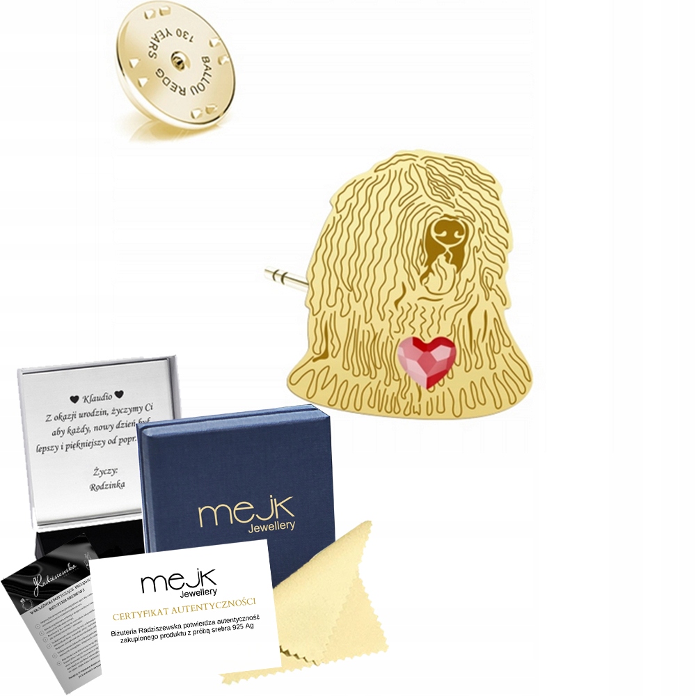 Odznak se psem plemene Komondor 925 Žena, šperky, Věnování Bonus