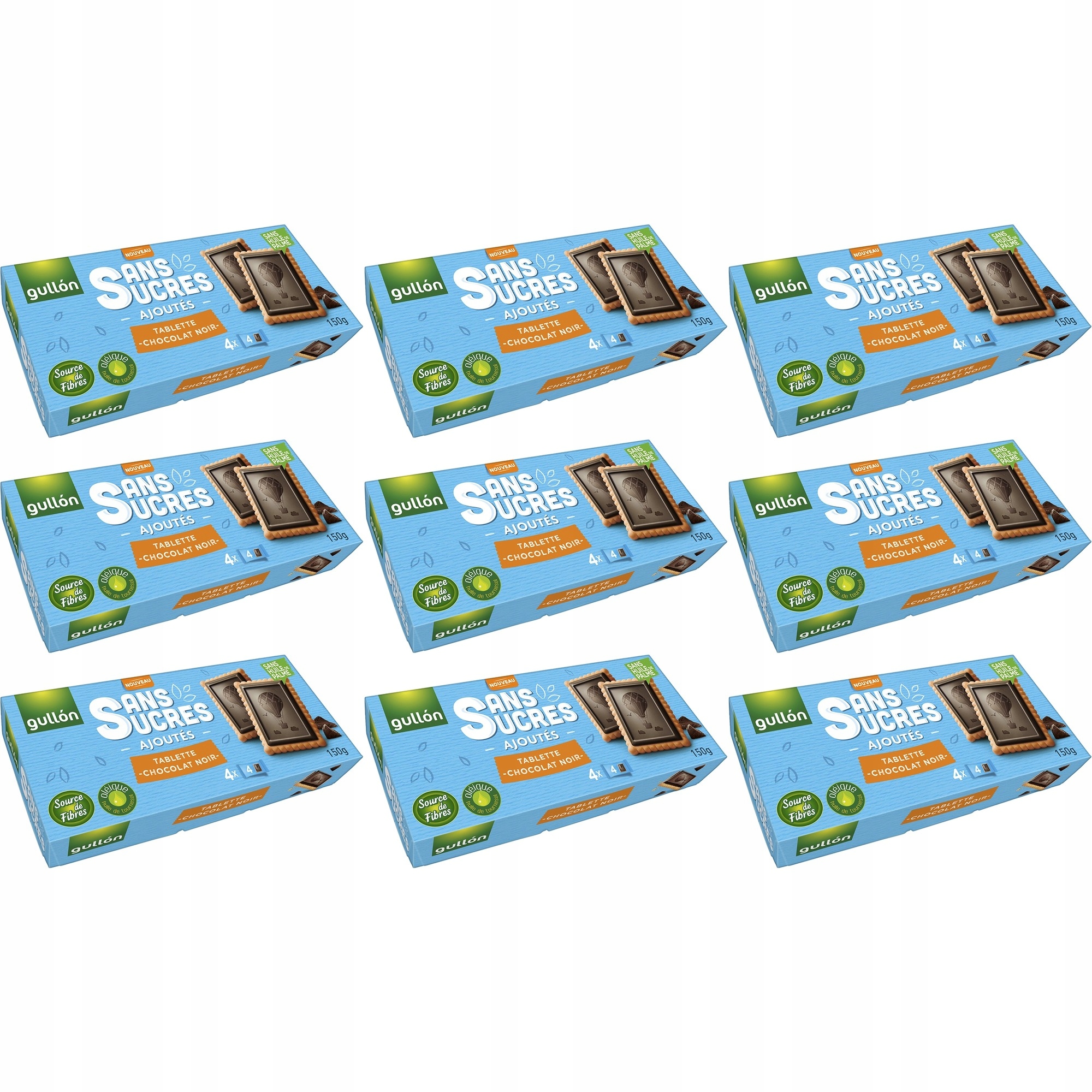 9 x Gullon Herbatniki z czekoladą bez dodatku cukru 150 g