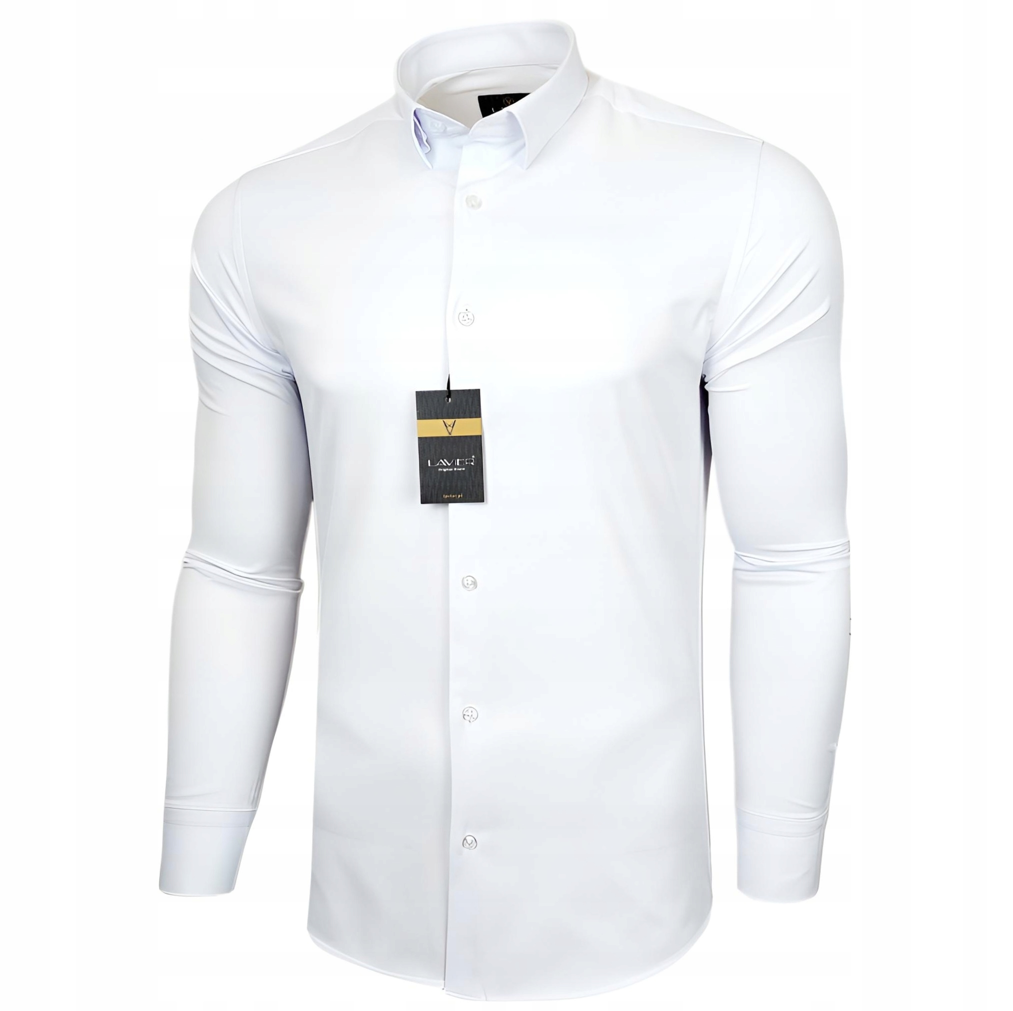 Koszula męska Biała dopasowana Lavier - SLIM FIT Bawełna Rozmiar XL