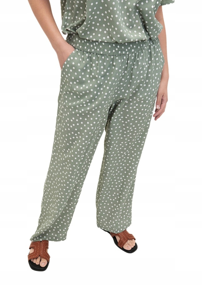 Vzdušné Elegantní Zelené Kalhoty S Puntíkovaným Vzorem Zizzi Plus Size 016F 56