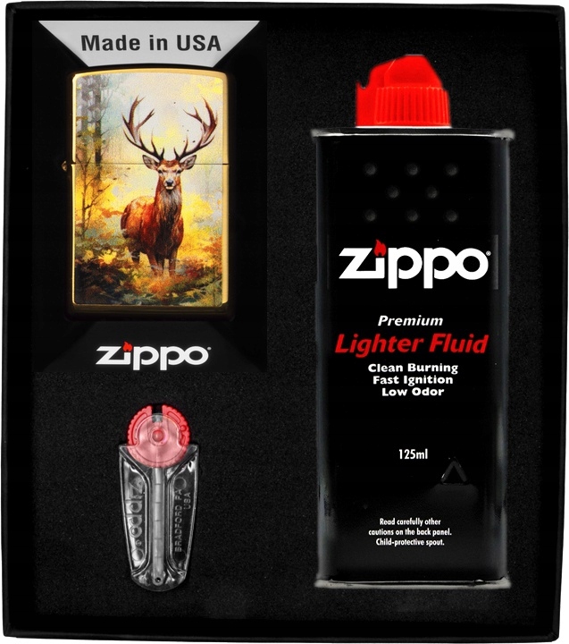 Sada Zippo Zapalovač Watercolor Deer Design Dárkový No1