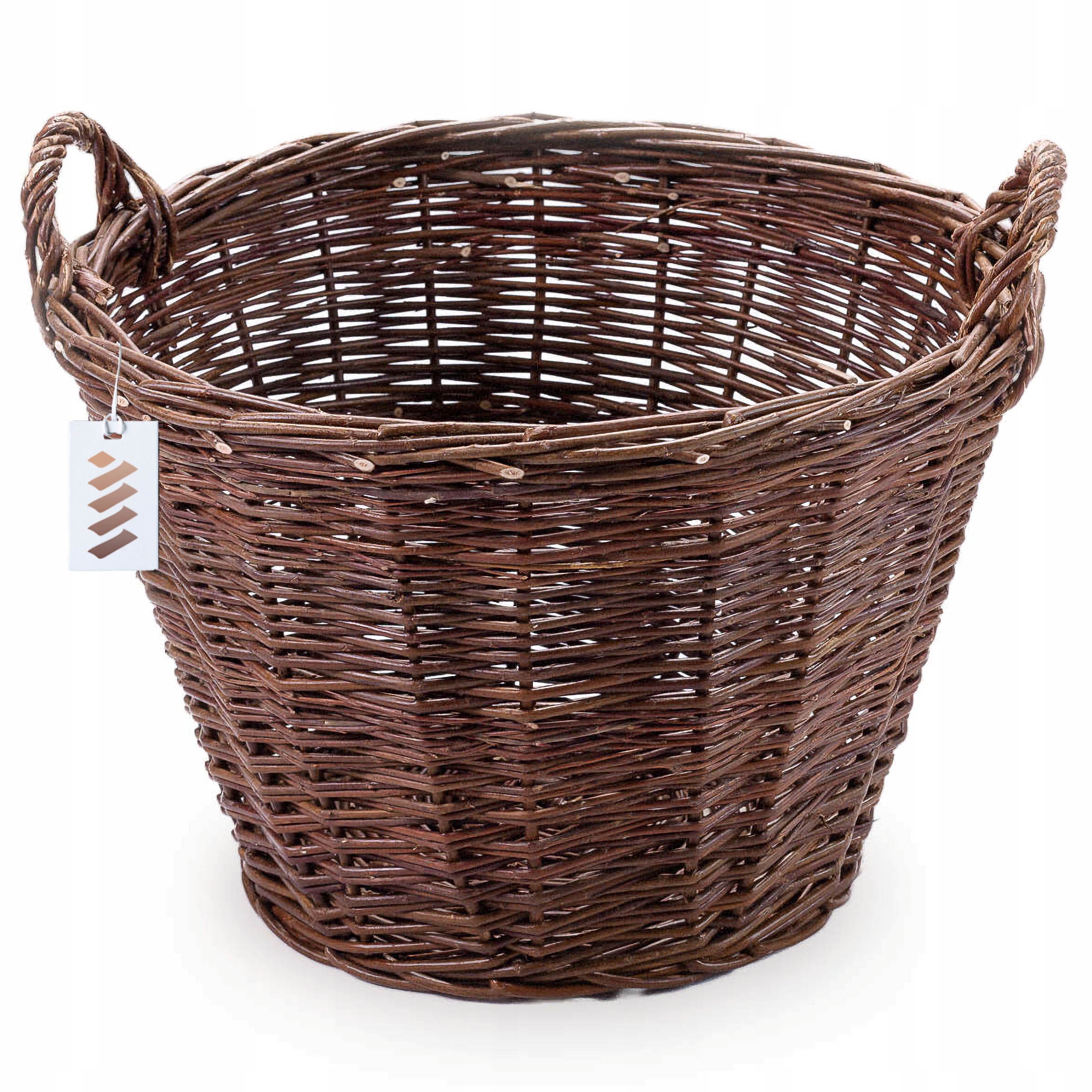 Kosz wiklinowy osłonka do kwiaty koszyk okrągły na donica z uchwytami 40cm