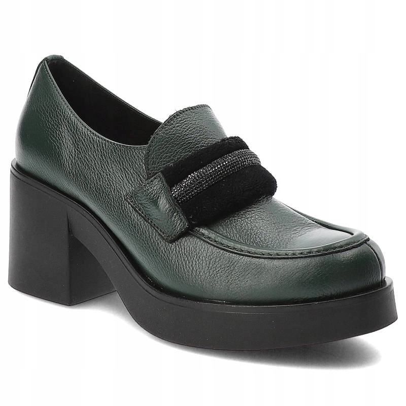 Zielone Półbuty Lemar Wygodne Skórzane Buty