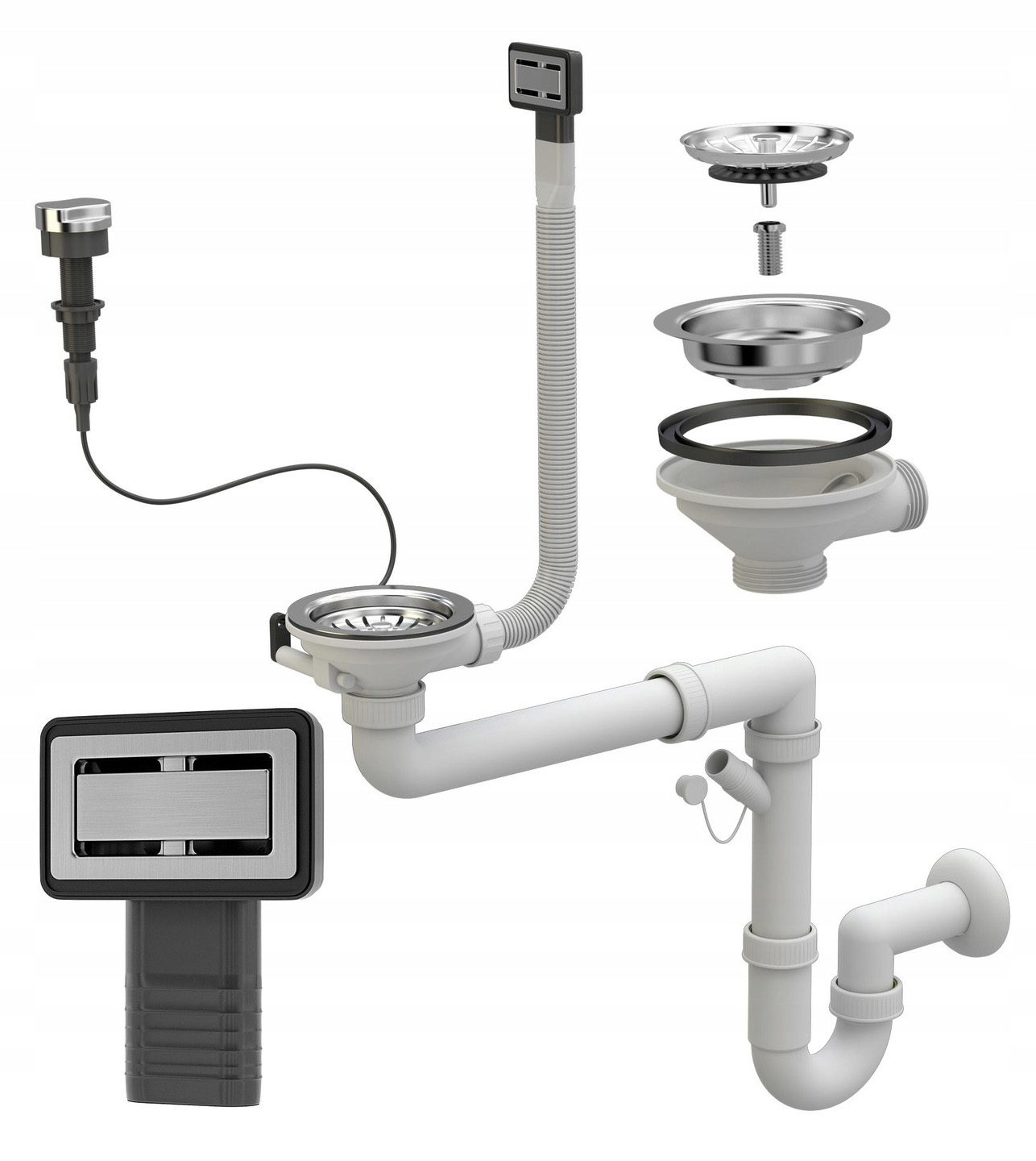 Sifón S Štvorcovým Prepadom, Automatický, Chróm 1 Kom