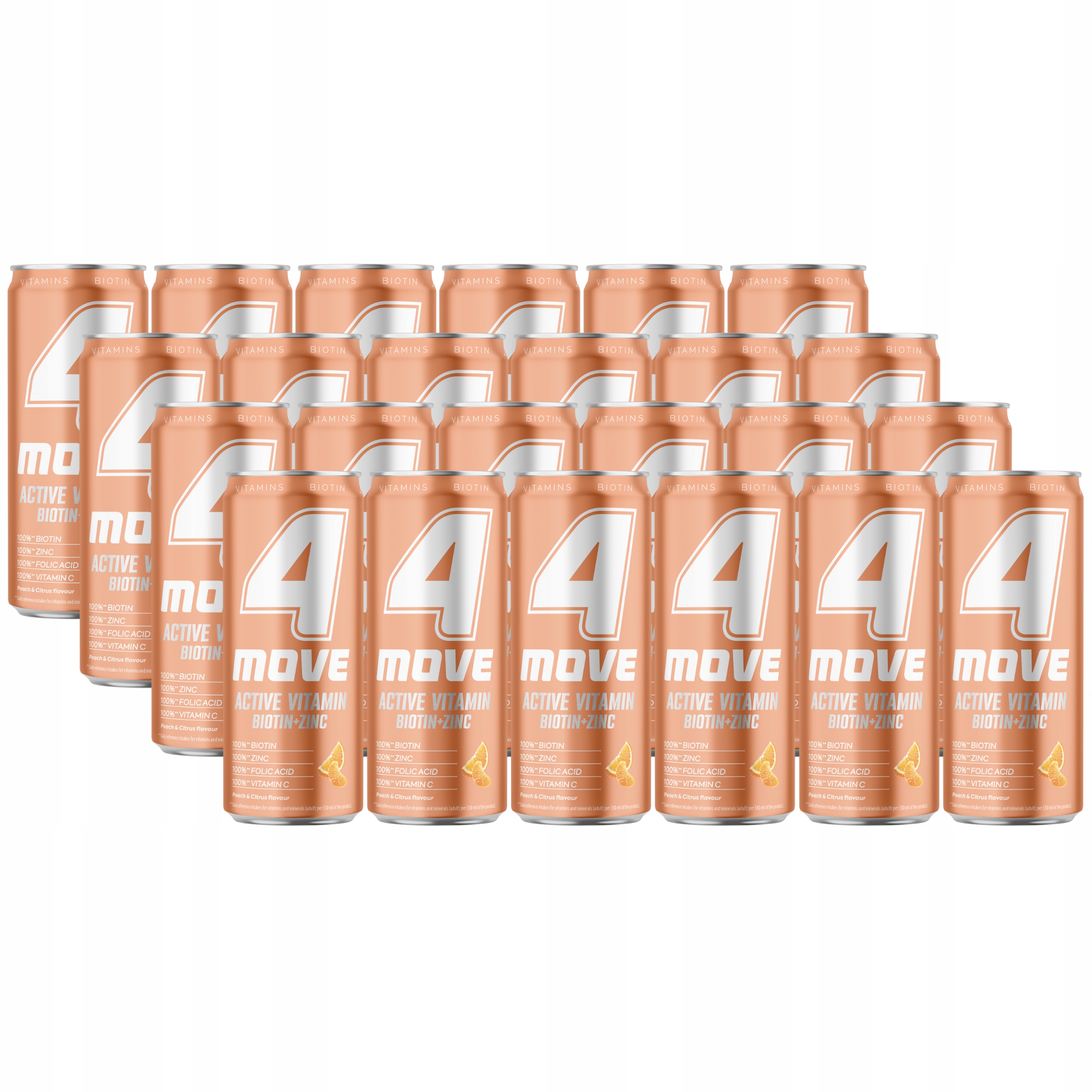 Levně 4MoveActive Vitamin Sycený broskvovo-citrusový nápoj 330 ml x 24 ks