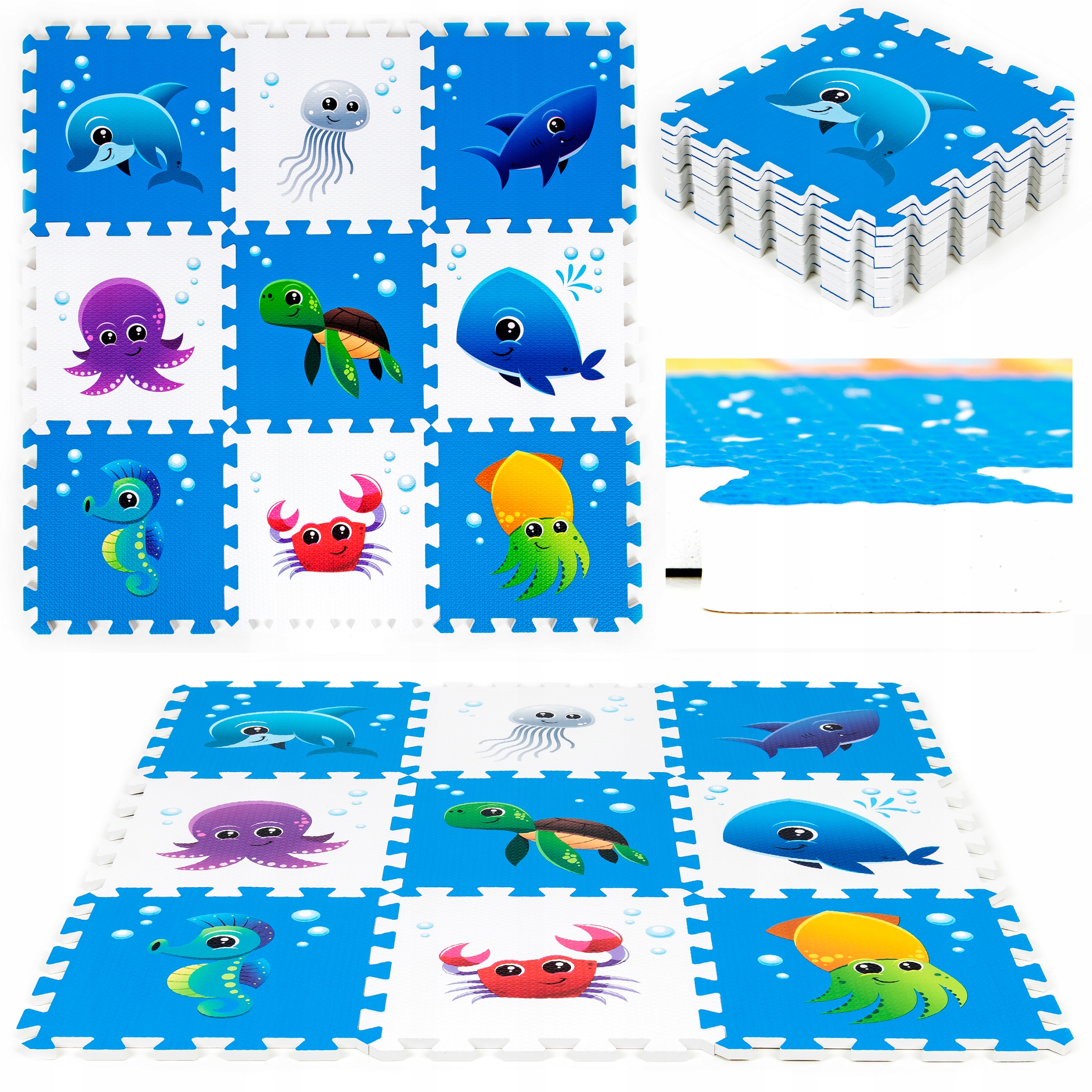 

Gruba Mata edukacyjna Morze puzzle Piankowe 9szt