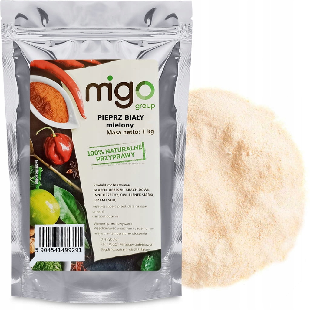 Levně Pepř Bílý, mletý, přírodní 1 kg MIGogroup