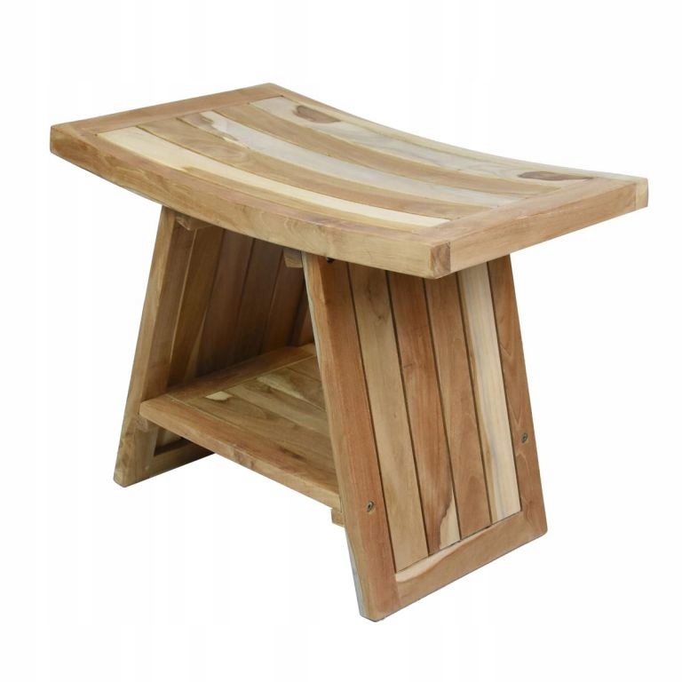 Stolička Divero, masivní neošetřený teak, 60 x 35 x 45 cm