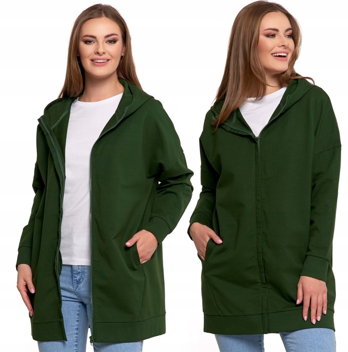 Bluza Damska Moraj Dresowa Rozpinana Długa Z Kapturem Luźny Krój 3XL/4XL