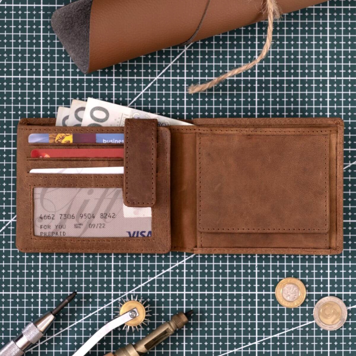 Pánská peněženka Vintage kožená velká béžová Klasická Belveder SH-170