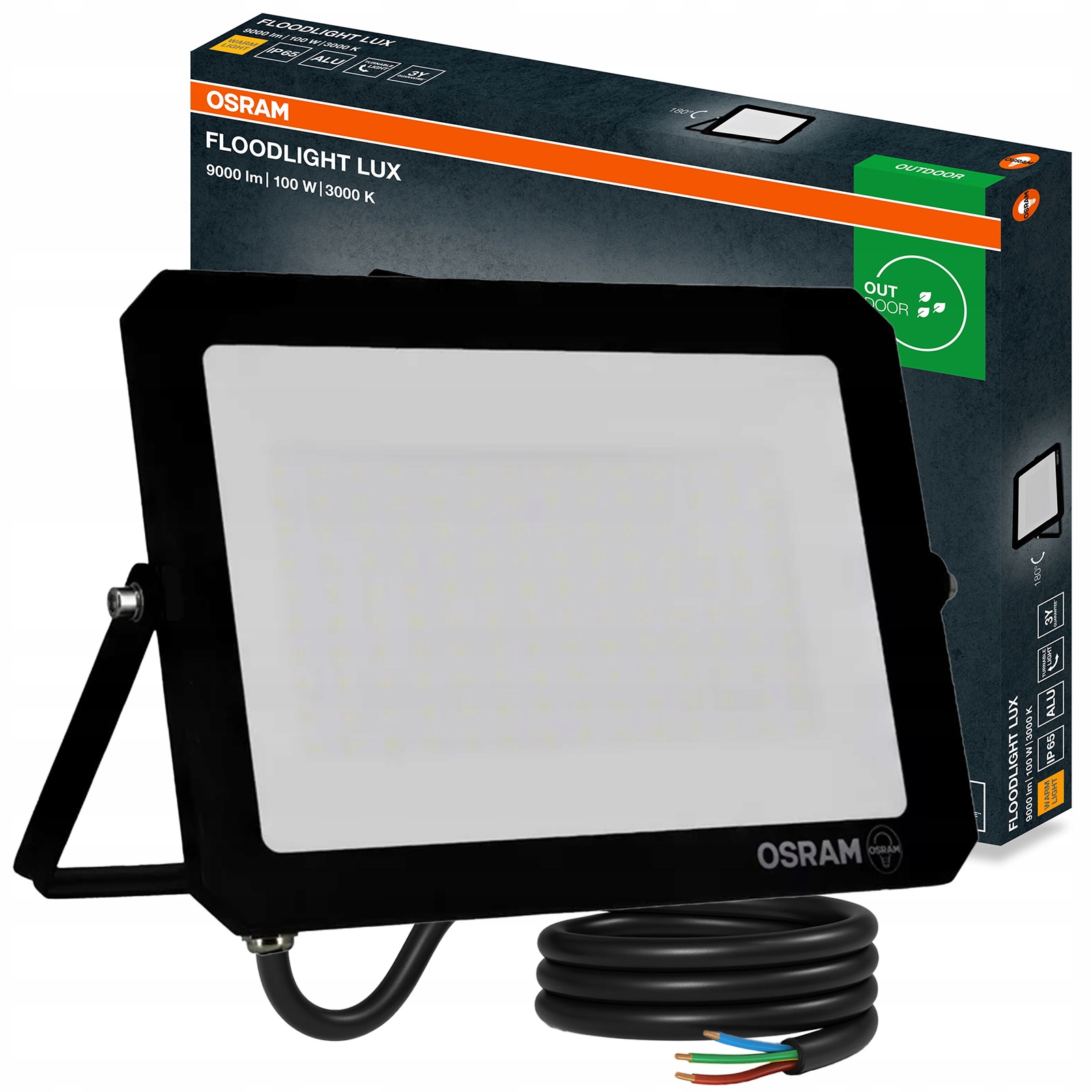 Led reflektor Halogen Venkovní reflektor 100W 3000K 9000lm IP65 Osram