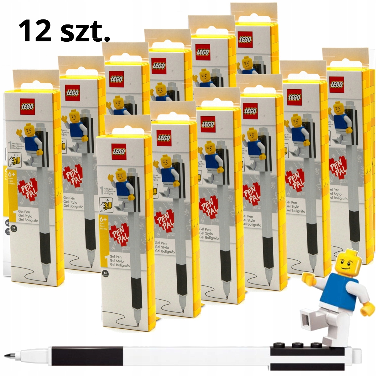 Lego Długopis Żelowy Z Minifigurką Kolor wkładu czarny 52601 12 Sztuk