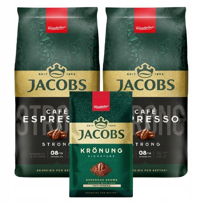 Káva zrnková Jacobs Espresso 2x1 kg Mletá káva Jacobs Kronung 100 g