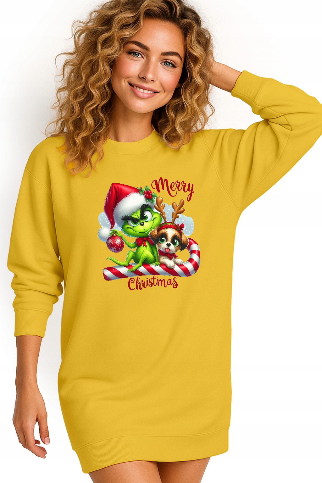 Mikina Dámská Vánoční Oversize Šaty Grinch Sob Dárek Vánoce S