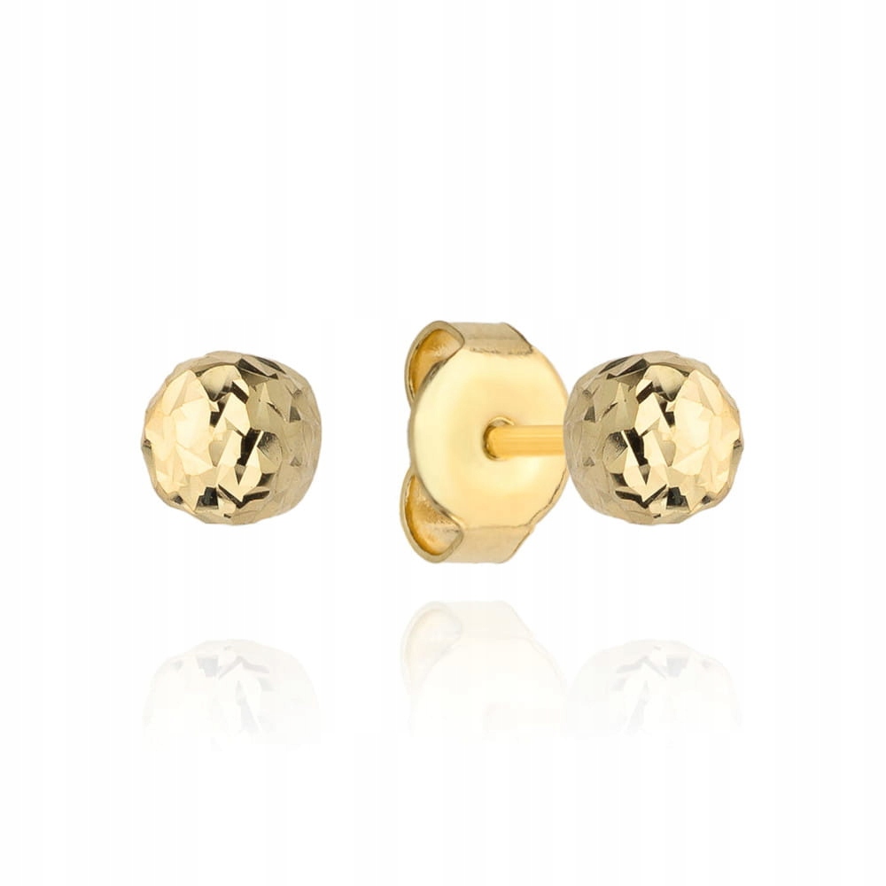 ZŁOTE KOLCZYKI 585 DZIECKO DZIEWCZYNKA DIAMENTOWE KULKI 3MM chrzest komunia Marka Inna marka