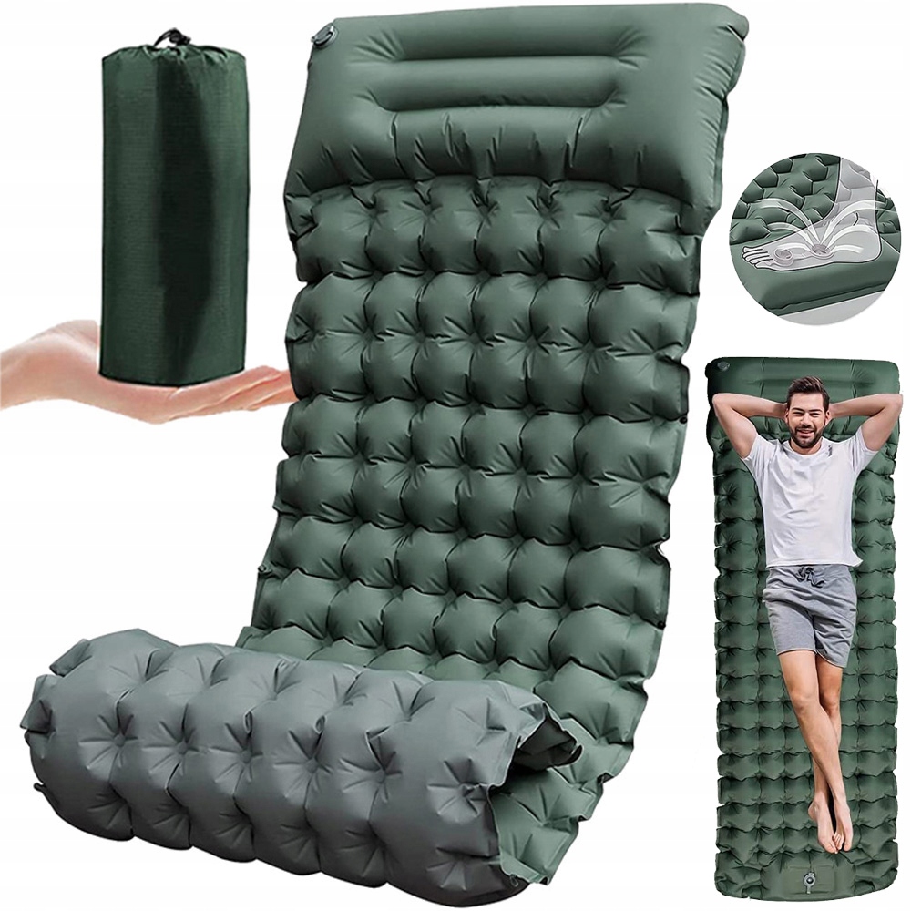 Mata Samopompująca Poduszka Karimata Materac Namiot Kemping 200 X 67 X 10CM