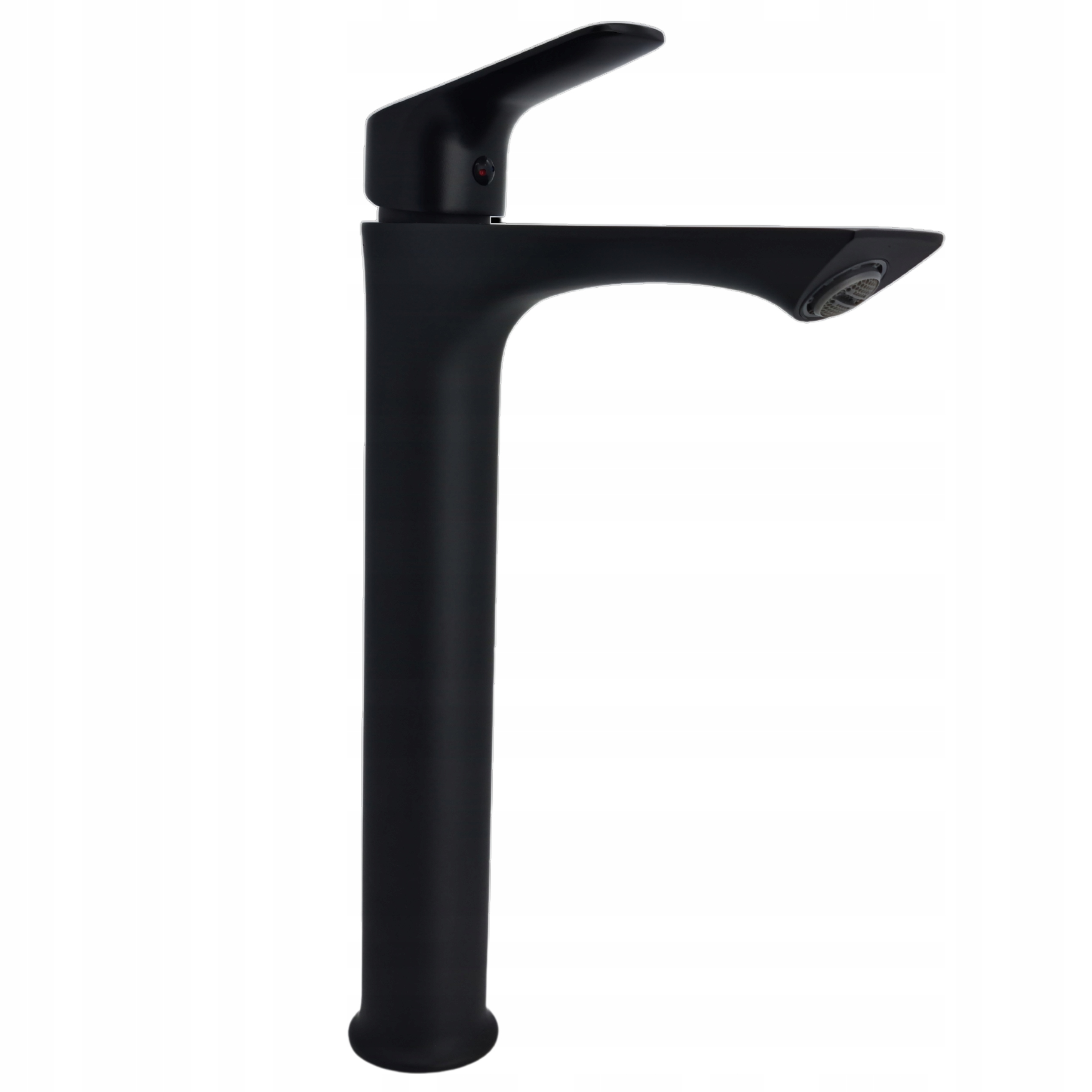 Bateria Umywalkowa Nablatowa Stojąca Czarna Wysoka Loft Cubic Mat Solidna