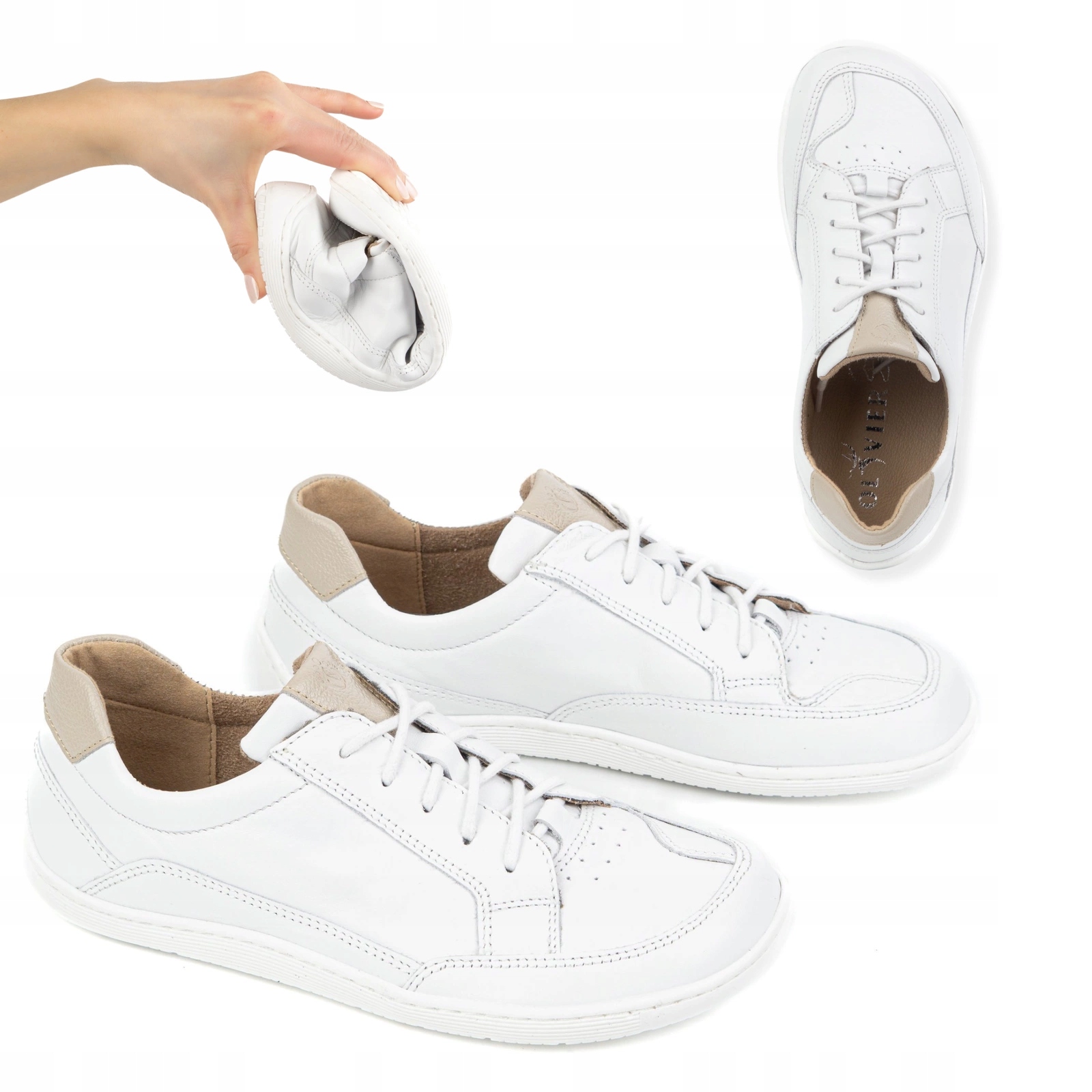 Barefoot Boty minimalistické kožené tenisky Olivier 1282 bílé 39