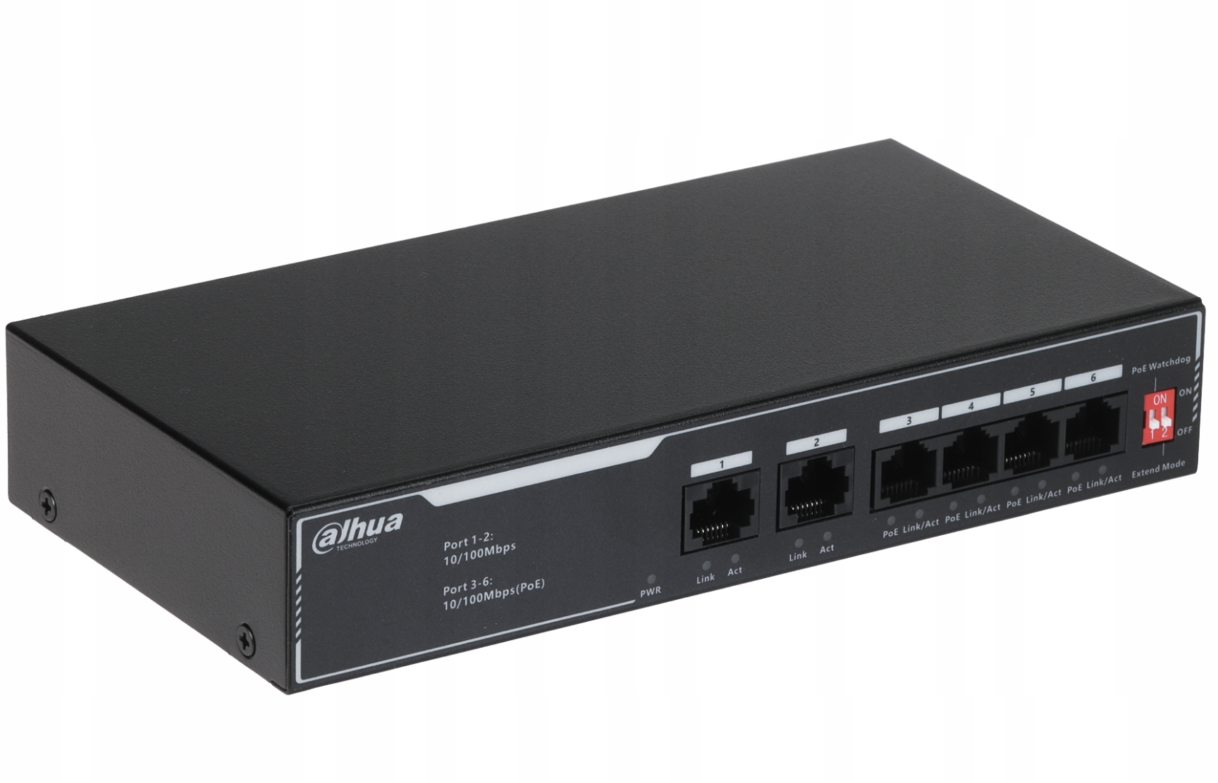 Dahua SF1006LP PoE Switch 4×PoE 2×Uplink 60W pro Ip Cctv kamery