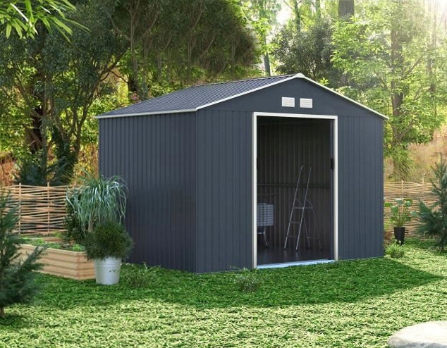 DREWUTNIA BLASZAK DOMEK OGRODOWY NARZĘDZIOWY SCHOWEK METALOWY NA ROWERY XL Długość (cm) 205