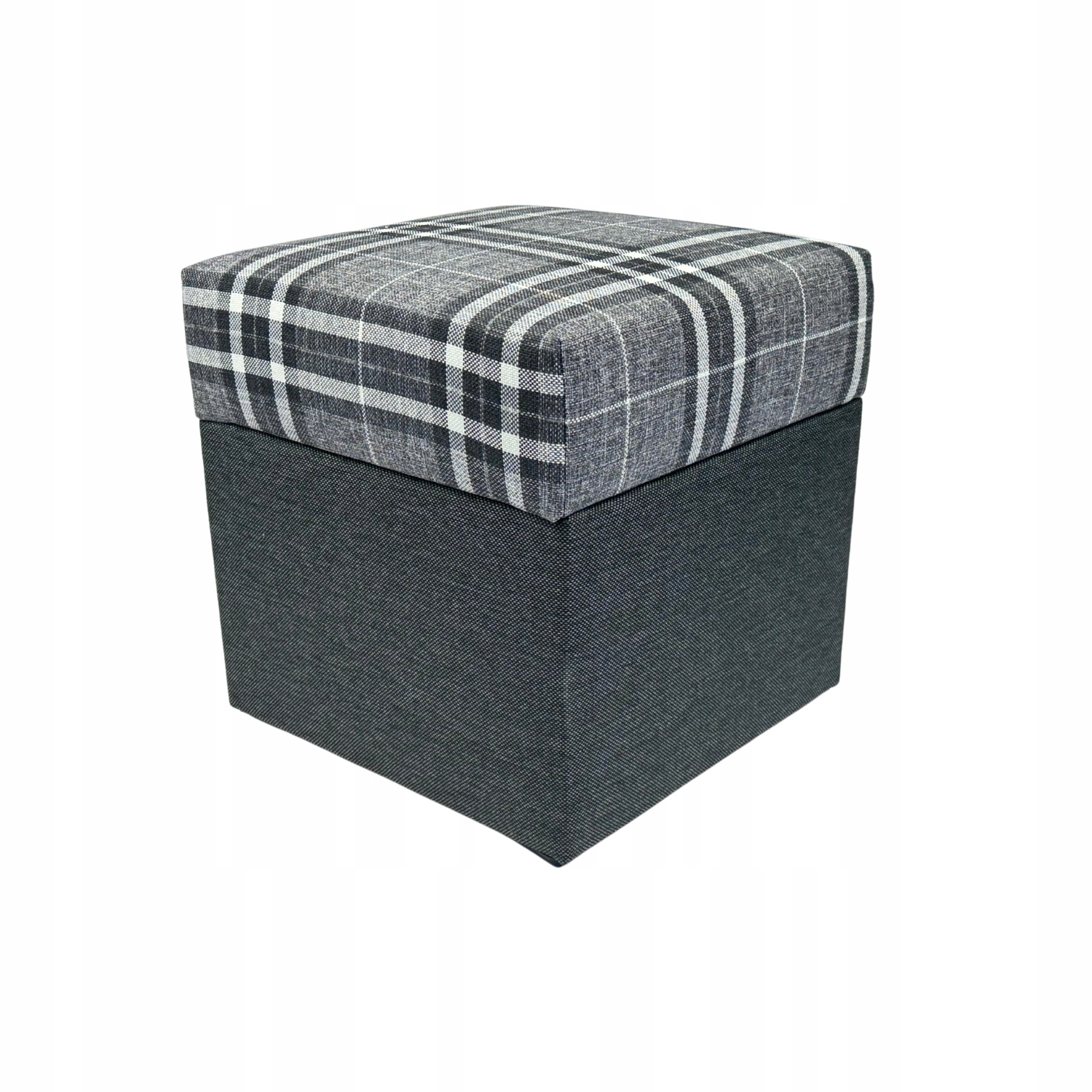 Taburet čtvercová otevírací lobox světle šedá s pletenou mřížkou