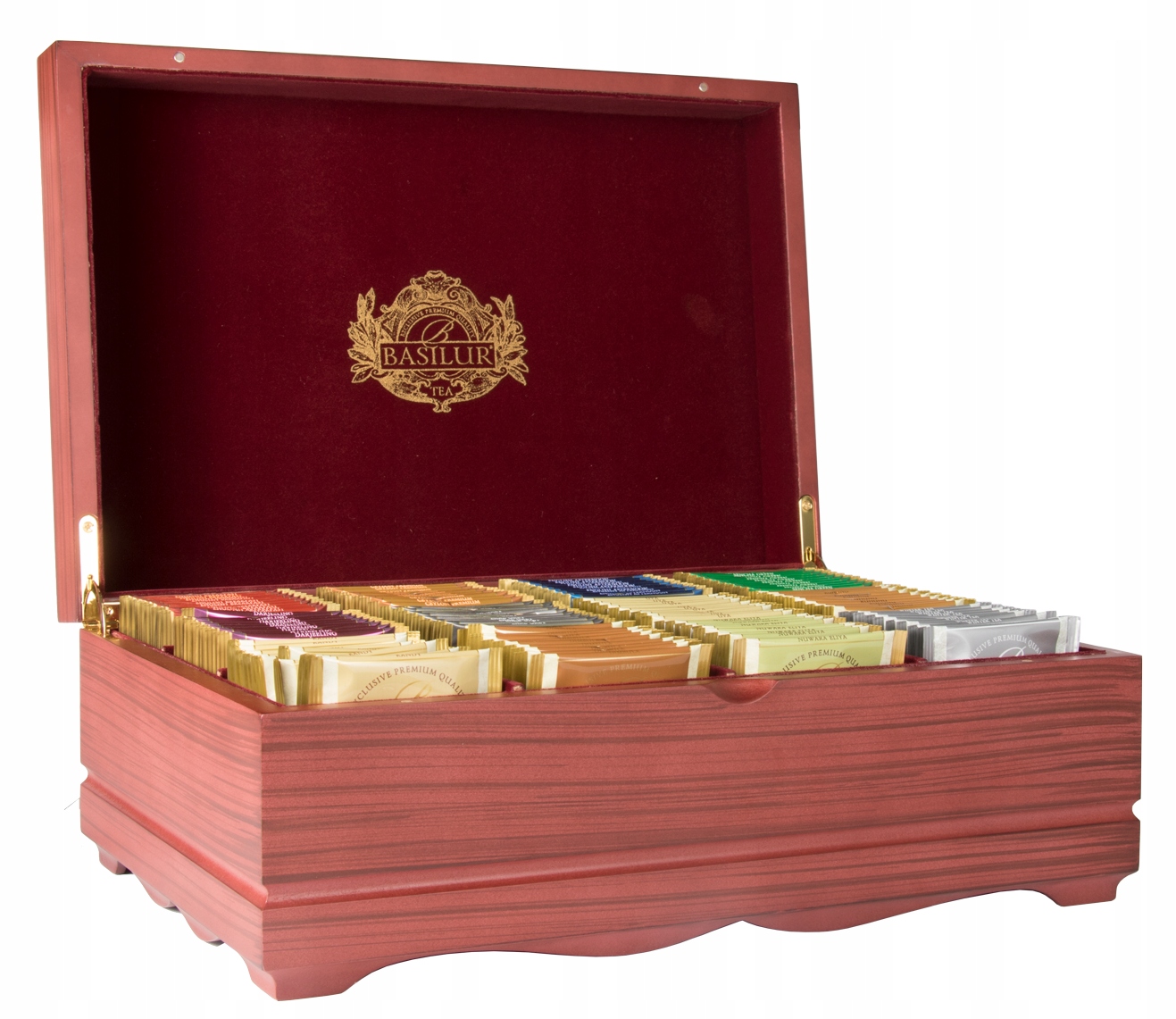 Exkluzivní sada čajů -Basilur Dřevěný exponát s 12 příchutěmi 120 ks