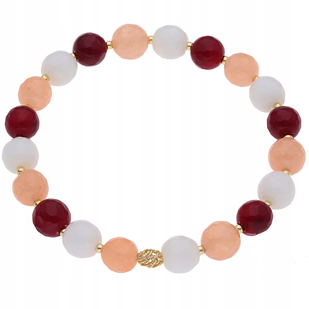 Náramek s kameny Ag 925 stříbrný pozlacená s korálkem PW0100324BG