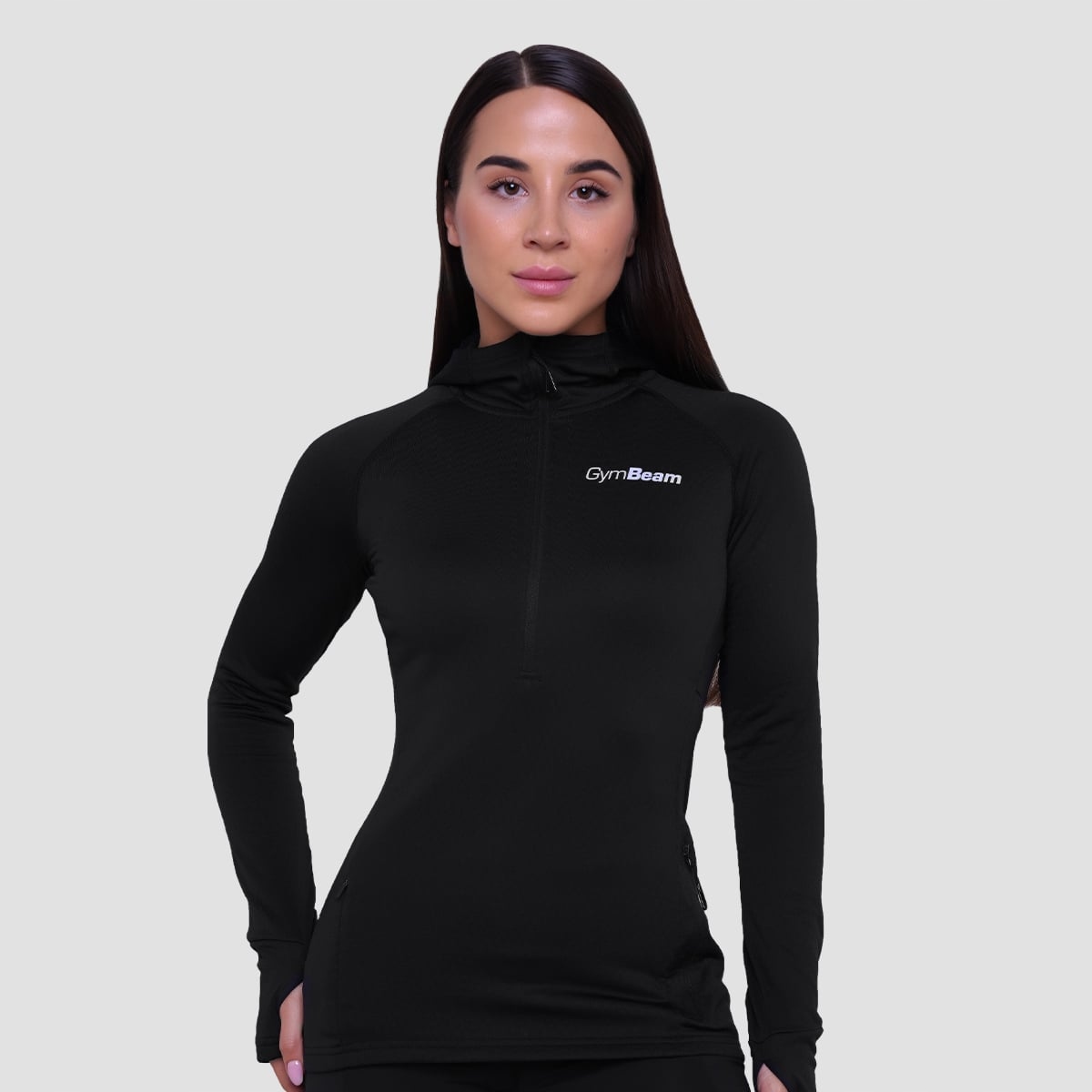 GymBeam Damska bluza do biegania Pulse 1/2 Zip Black M