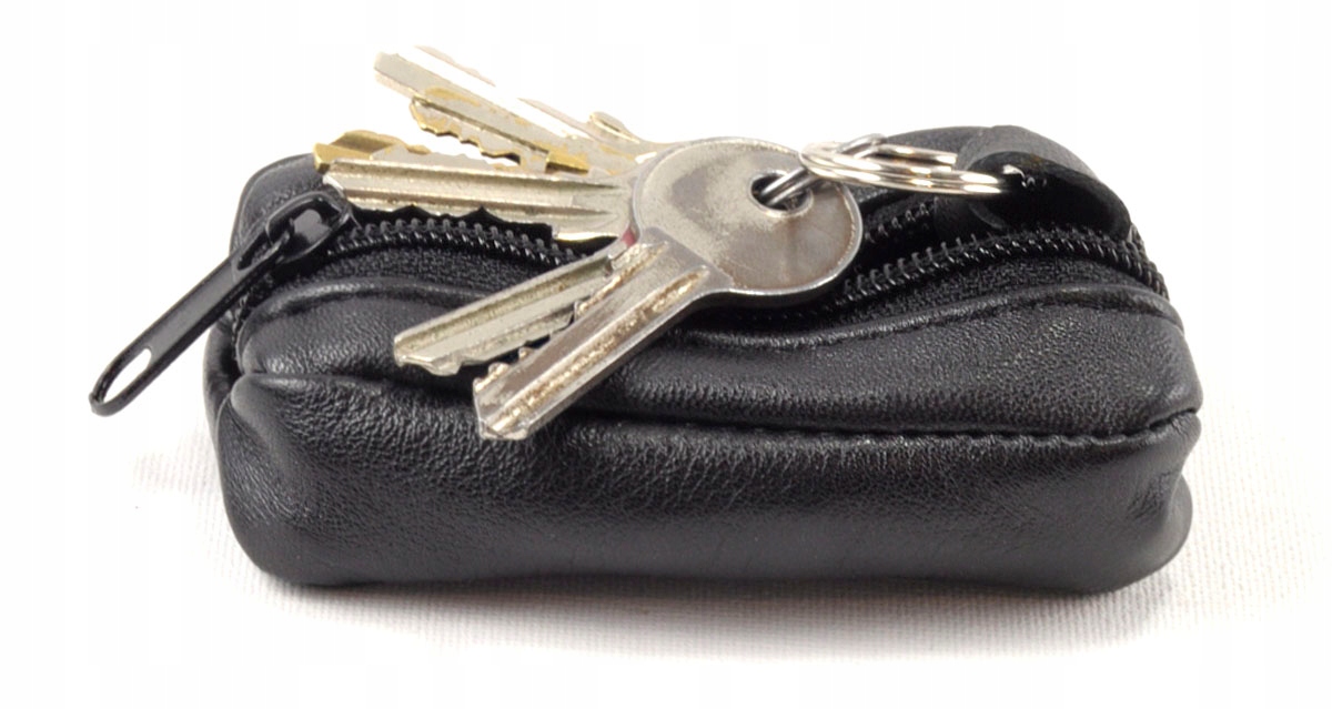 Małe ETUI SKÓRZANE KLUCZÓWKA SASZETKA na KLUCZE Wzór dominujący bez wzoru