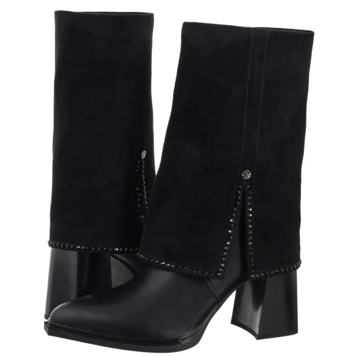 Kožené dámské kozačky Kotníkové Boty na podpatku Maciejka černé K7206-01