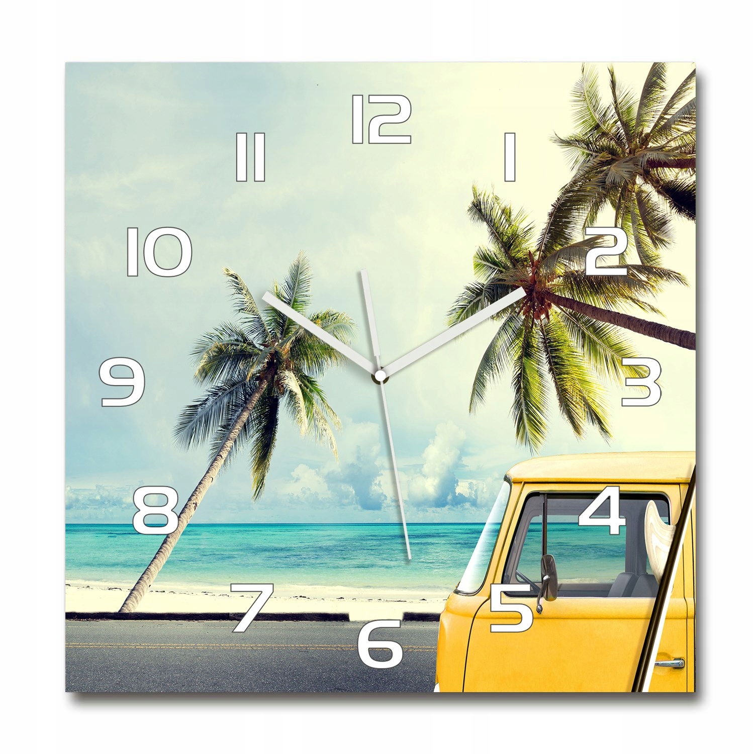 

Duży szklany zegar ścienny Furgonetka plaża 60x60