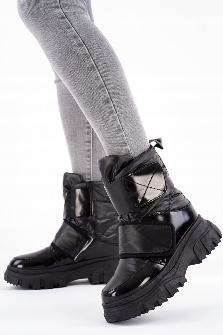 Czarne botki śniegowce damskie na rzepy 39 Oryginalne opakowanie producenta pudełko