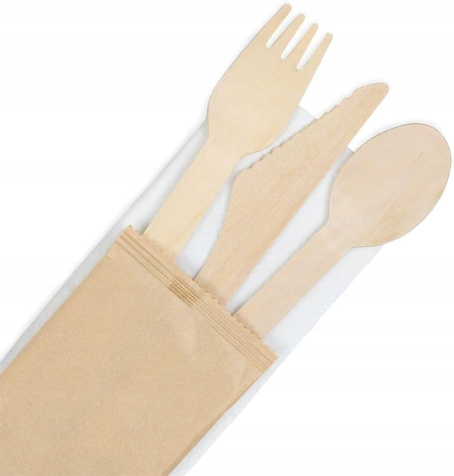 Drevené príbory vidlička nôž lyžica biologicky rozložiteľné Biozoyg 16 cm 400 ks