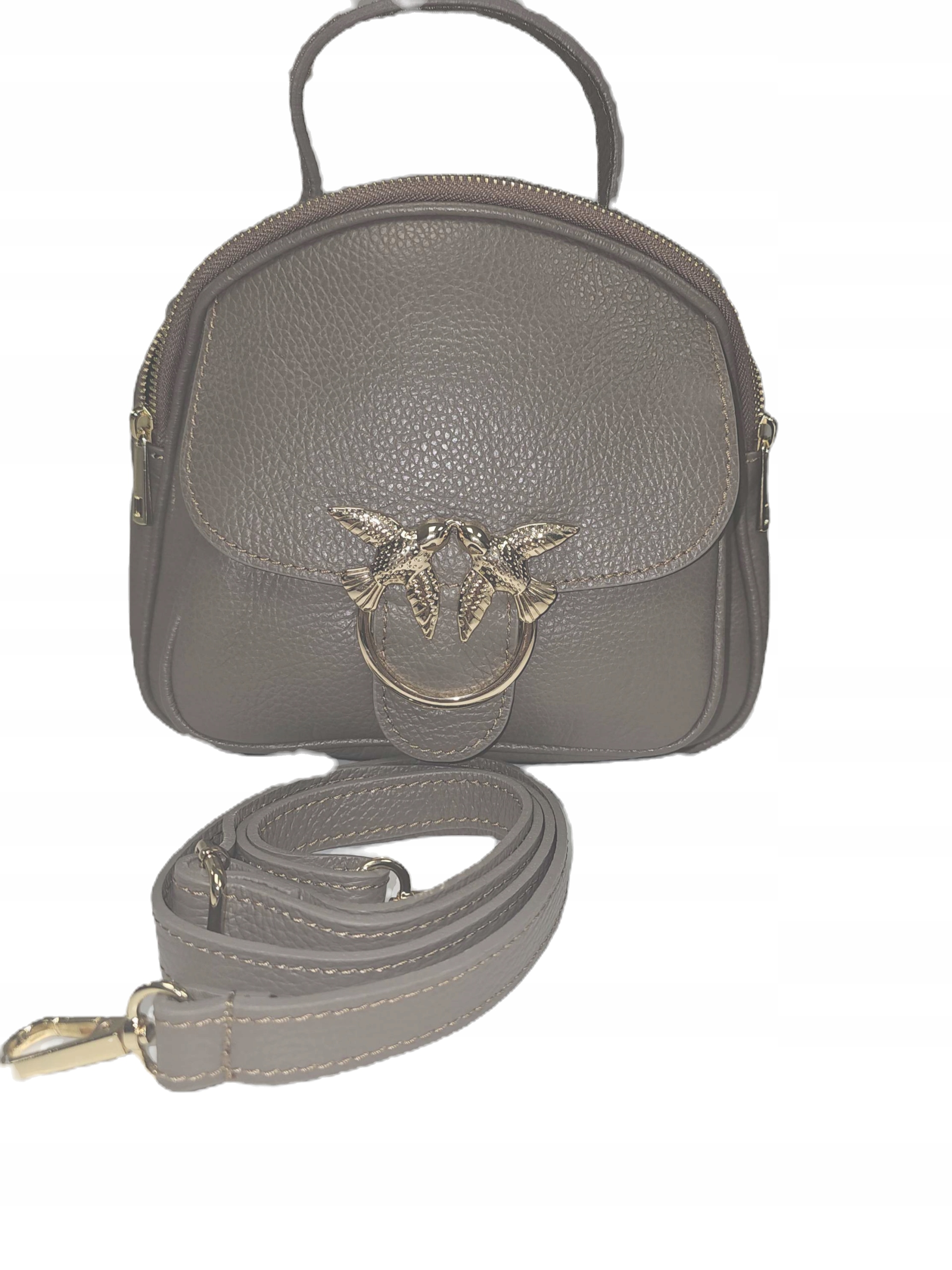 Massimo Contti kufřík kabelka z přírodní kůže béžové barvy, zlaté kování