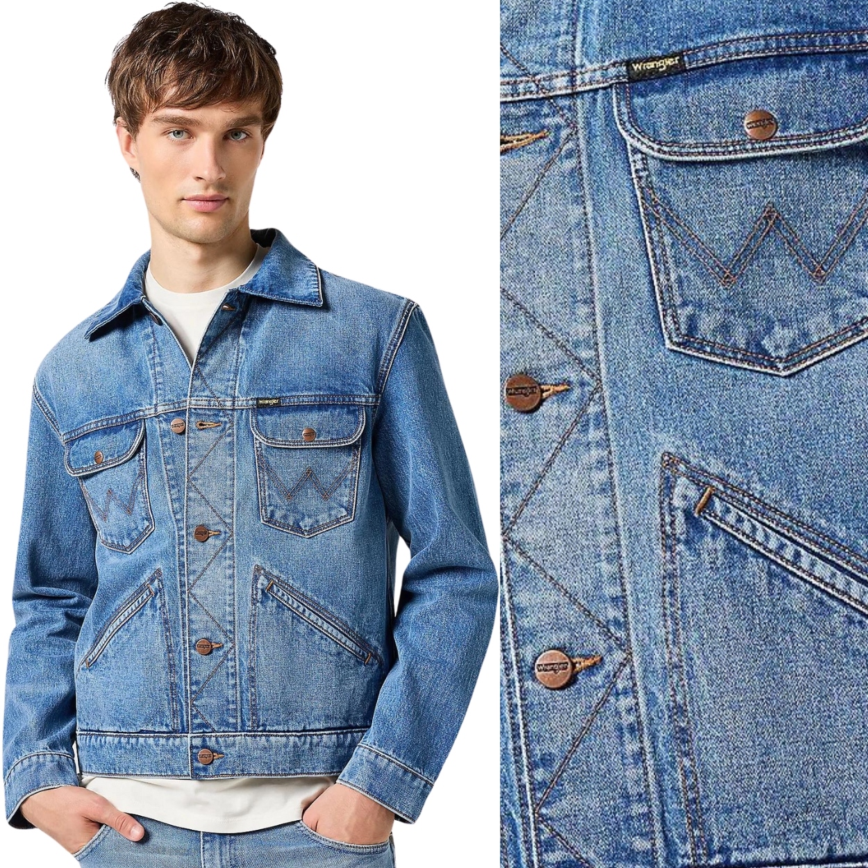 Wrangler Icons 124MJ Jacket Sheriff Jeansová Katana Bunda Blue Džíny M
