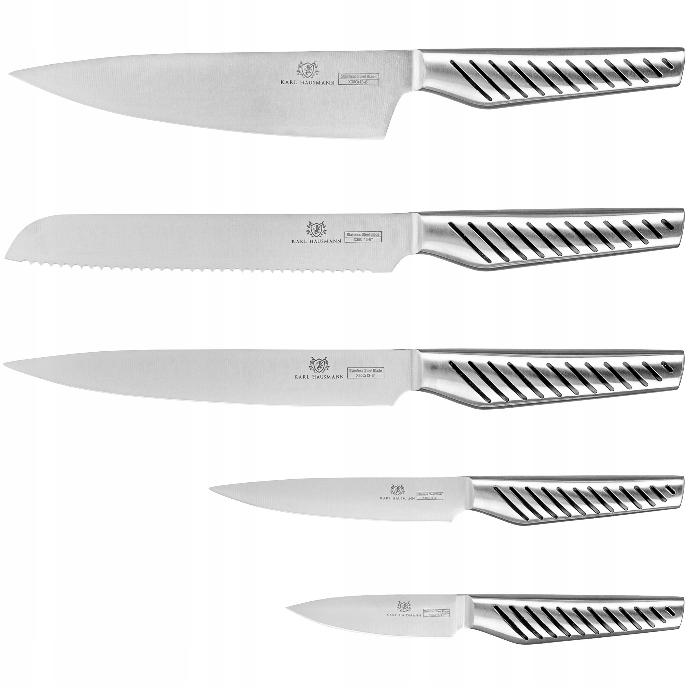 KOMPLET NOŻY KUCHENNYCH STALOWE OSTRE NOŻE ZESTAW 5 SZTUK Marka Karl Hausmann