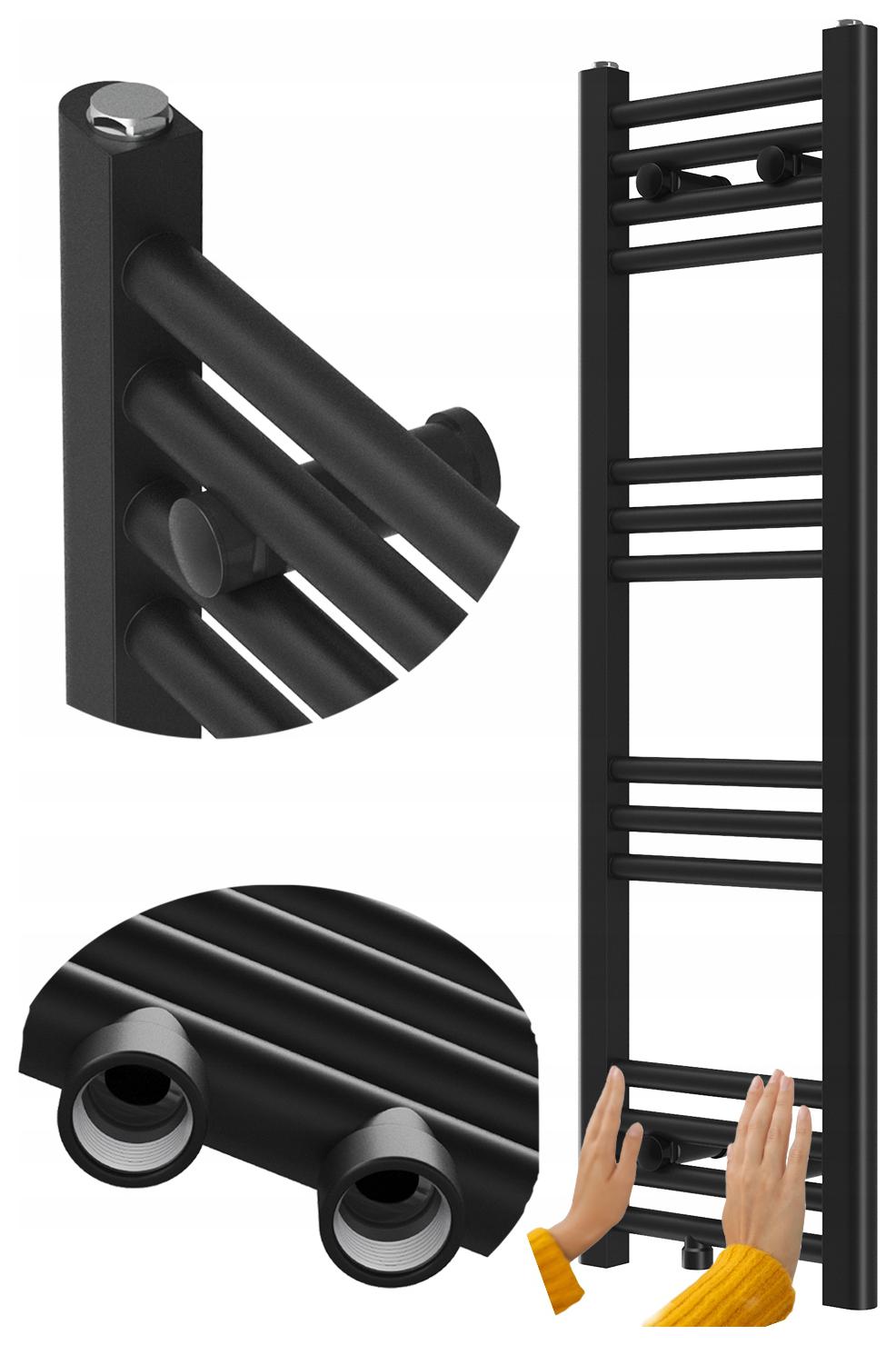 Koupelnový Radiátor Kaloryfer Moderní Žebříkový Černý 100x30 cm Raven