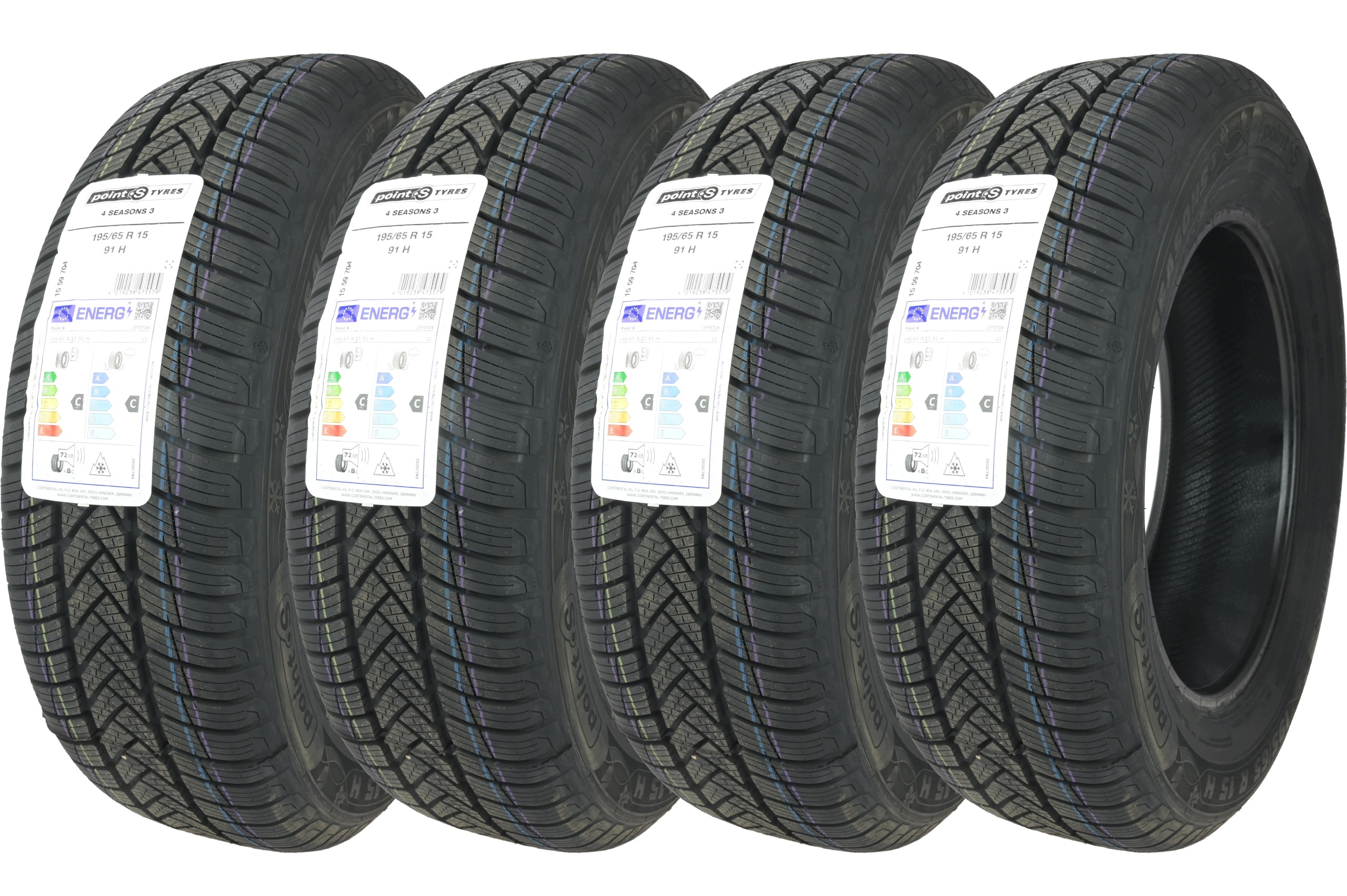 4 x 195/65R15 91H 4 Seasons 3 Point S Tyres Całoroczne