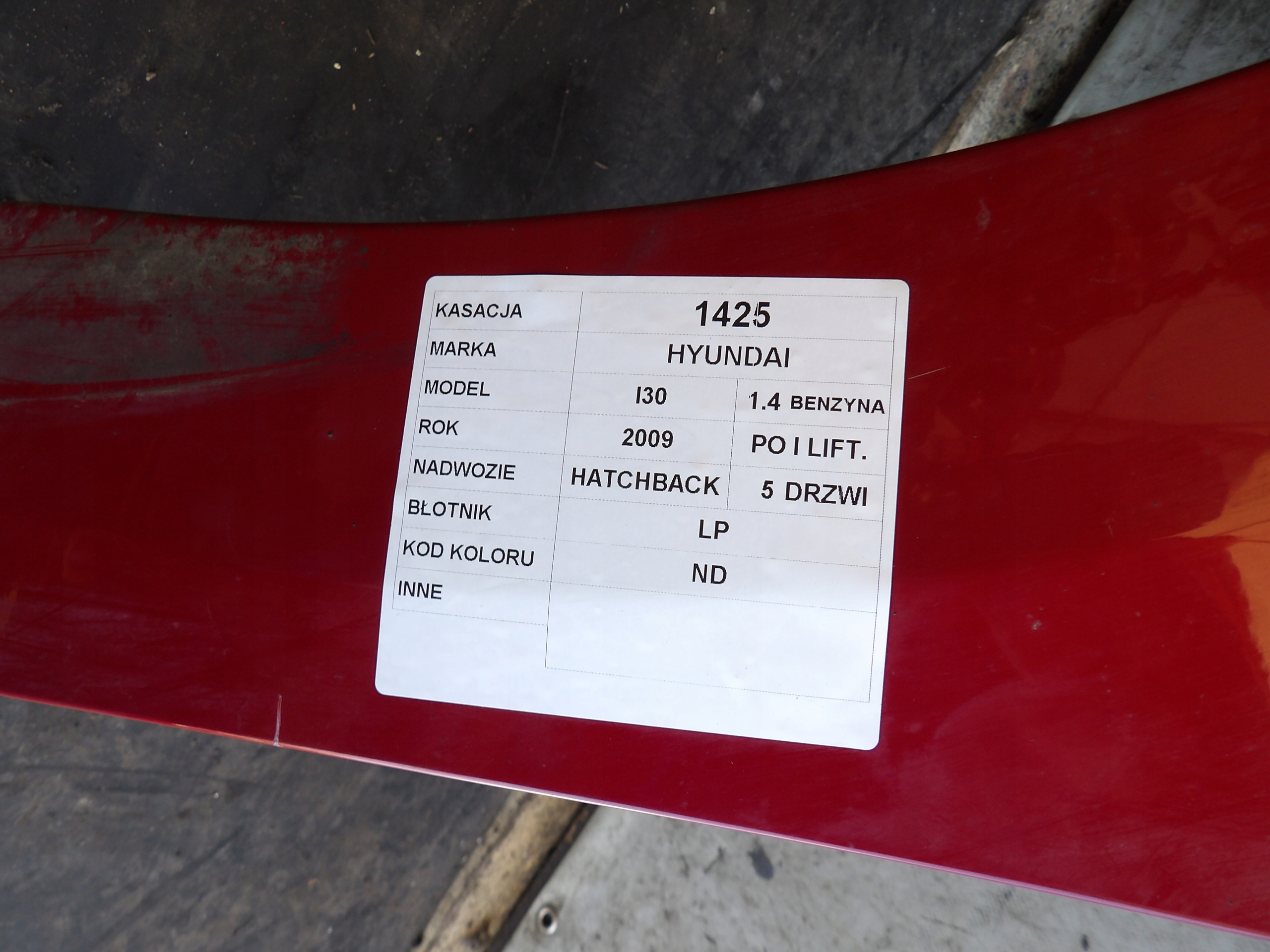 Hyundai I30 parafango sinistra lak. ND lift