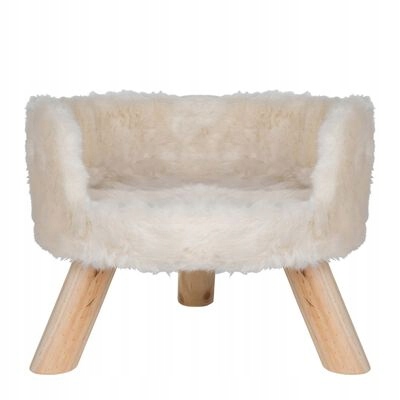 Levně Plyšový pelíšek pro kočky District70 – skandinávský styl na nožičkách, bílá barva