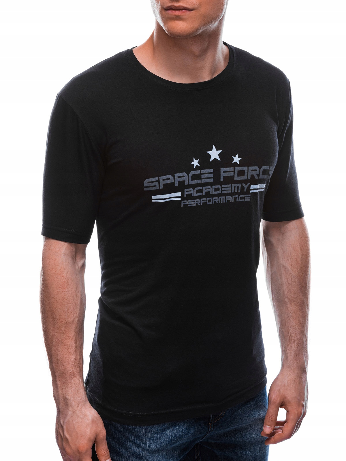 

T-shirt męski z nadrukiem 1676S czarny M