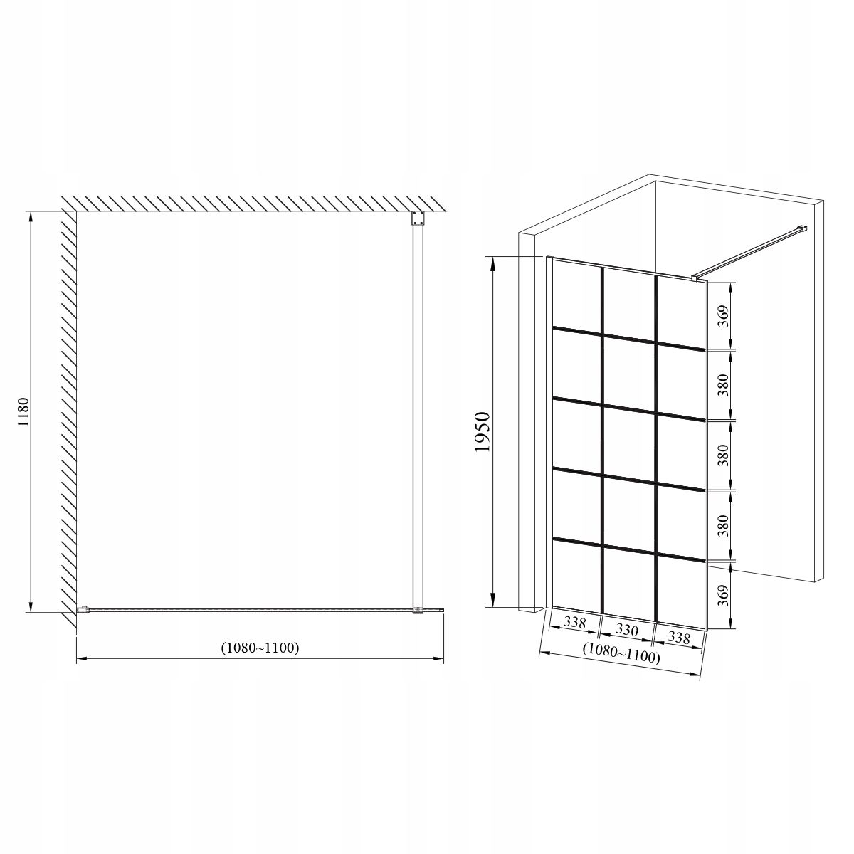 ŚCIANKA PRYSZNICOWA 110 CZARNY MAT WALK IN HAGSER Stan opakowania oryginalne