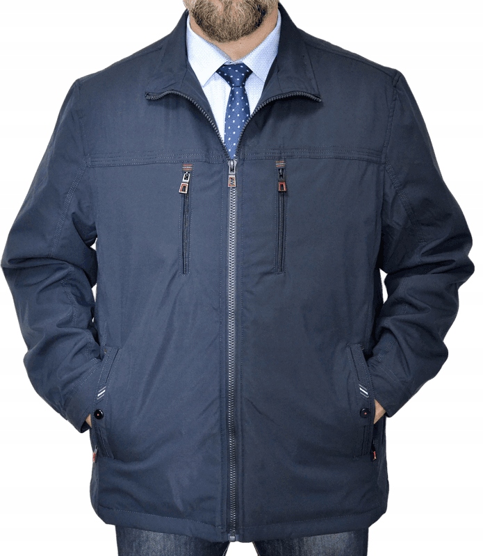 Pánská jarní přechodová bunda velká s kapucí 6XL Námořnická Modrá