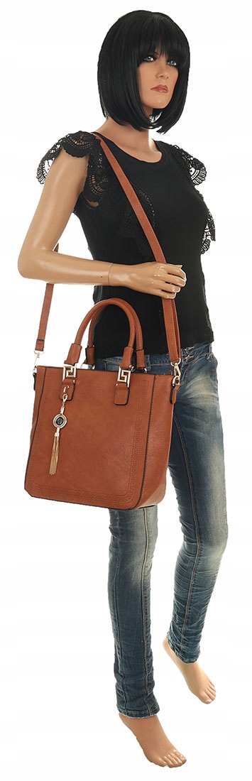 Victoria&Co Torebka Damska brązowa teczka listonoszka H063 brown Szerokość produktu 35 cm