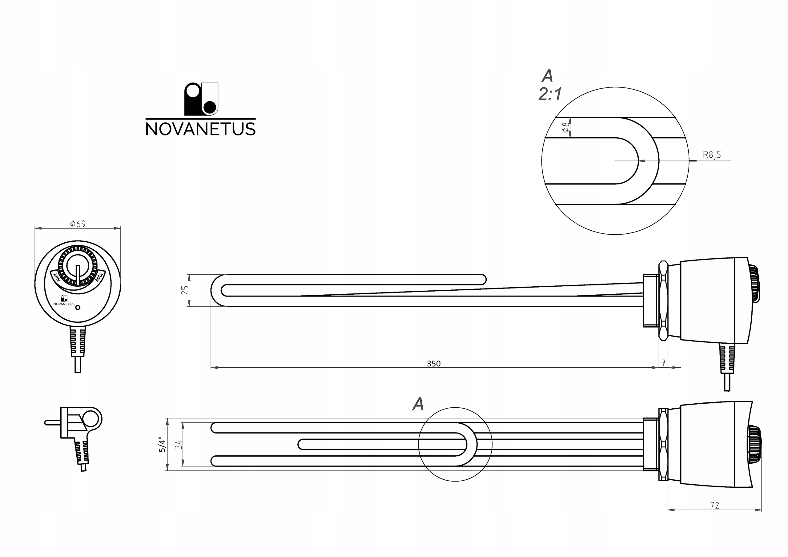 GRZAŁKA NIERDZEWNA 3000W 3kW 5/4 BOJLERA GALMET ELEKTROMET KOSPEL TERMOSTAT Marka inna