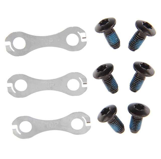 Śruby Do Tarcz Hamulcowych Rowerowe Torx T25 6 Szt z Blaszkami Shimano