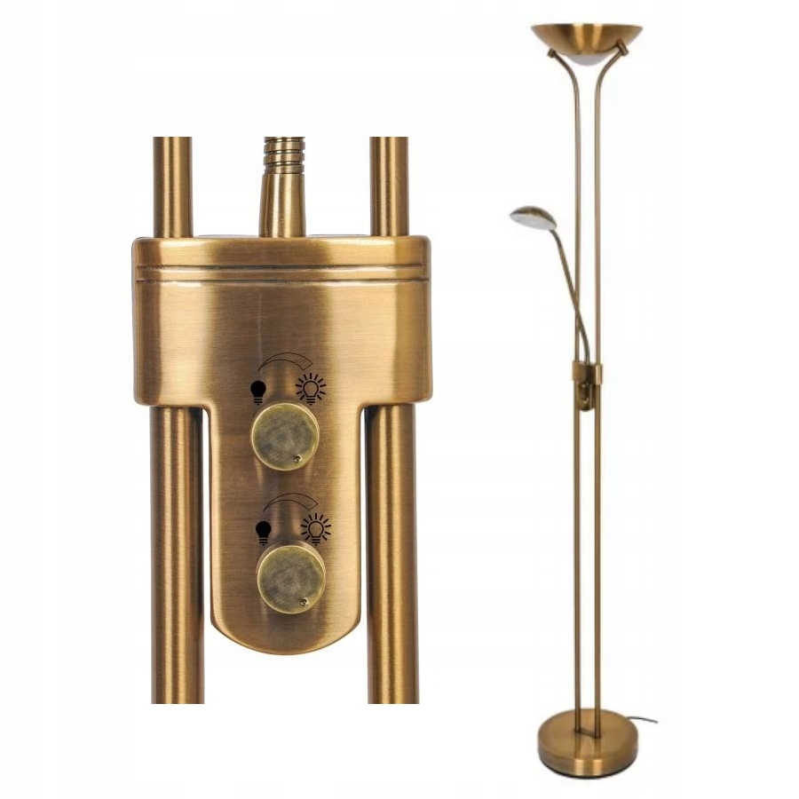 Lampa podłogowa stojąca z ściemniaczem Led 15 wat 4,2 wata Stare złoto