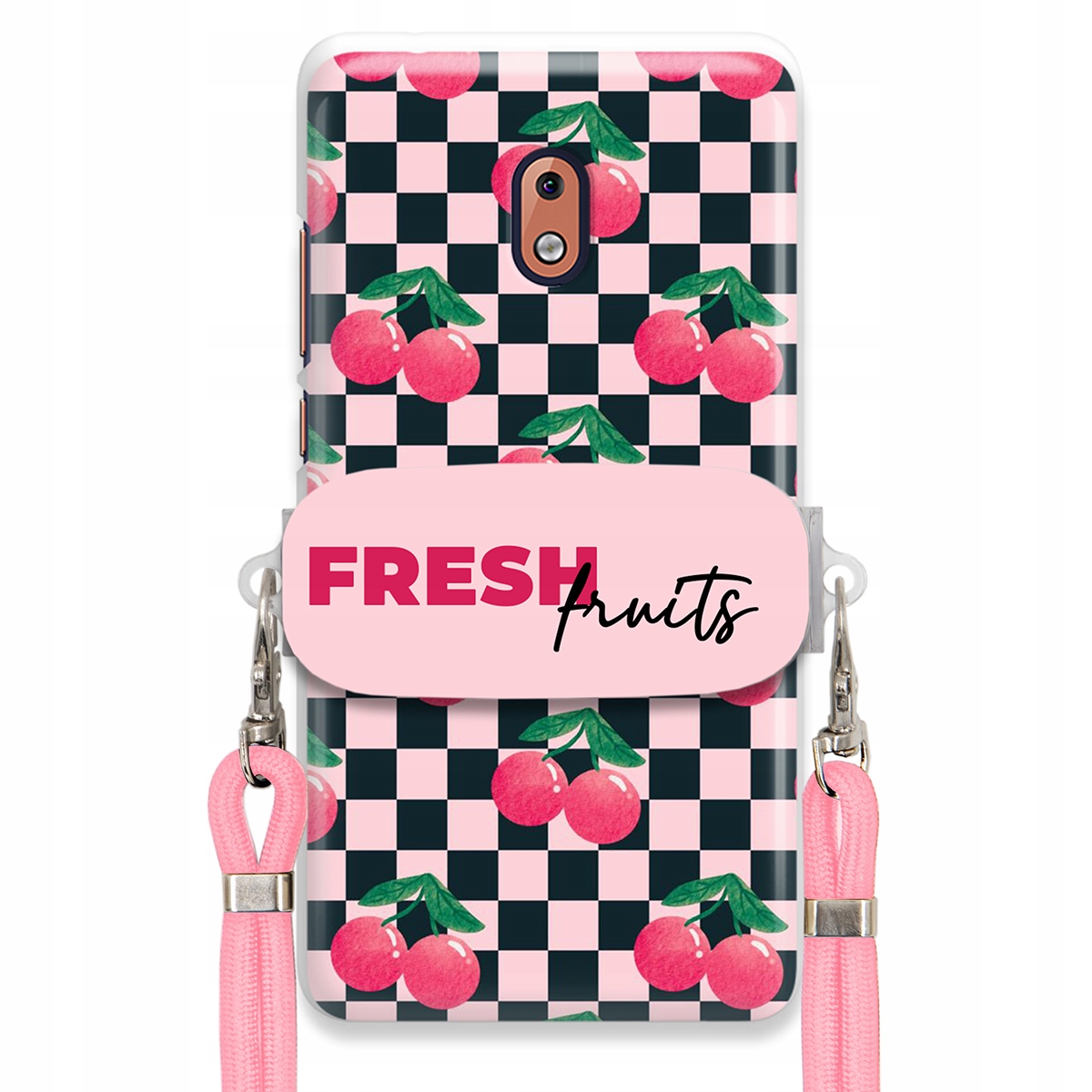 Pouzdro pro Nokia 2.1 Vodítko Pink Crossbody Funkční rukojeť Fresh Fruits