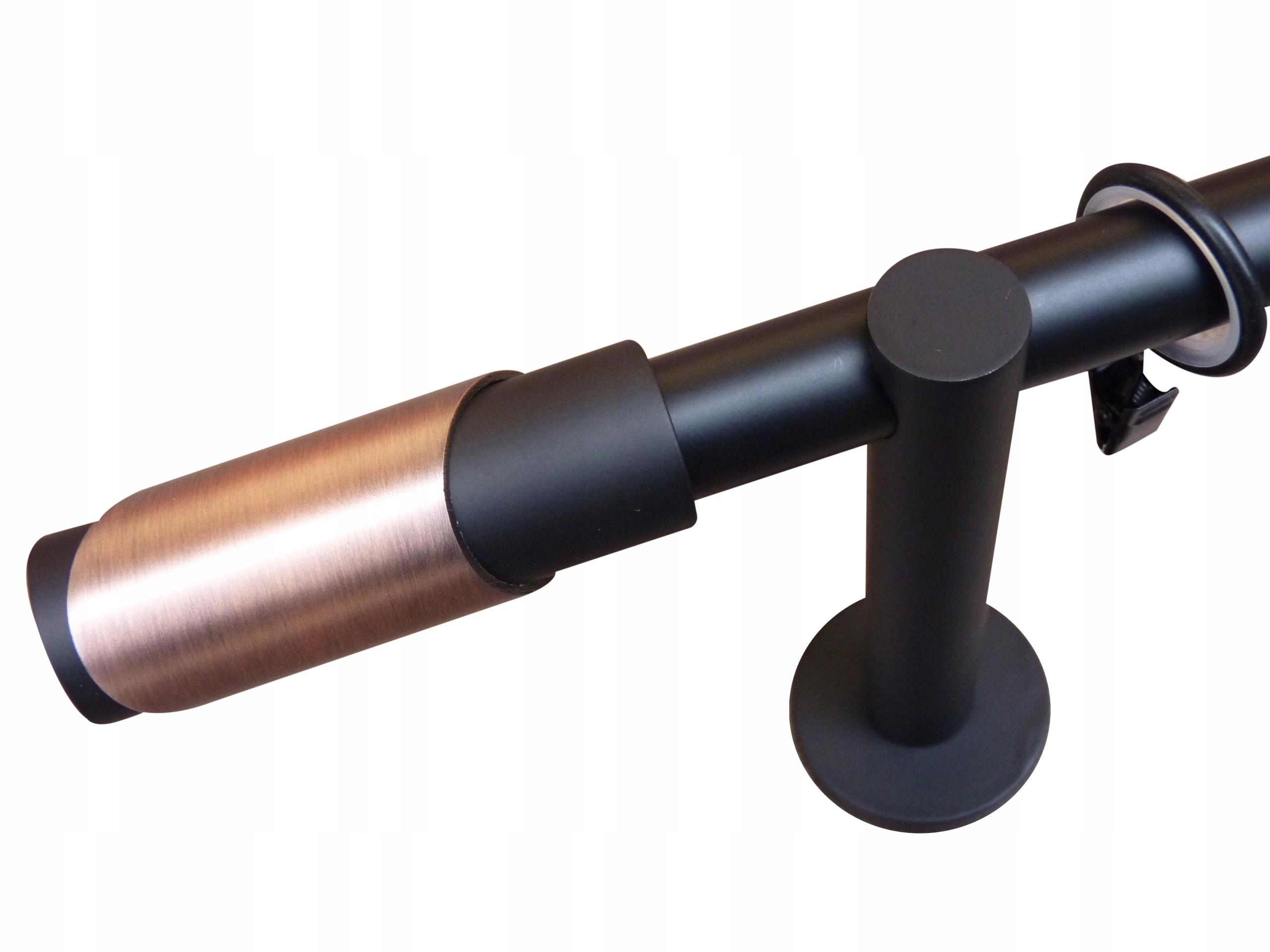 KARNISZ MIEDZIANY CZARNY POJEDYNCZY 19MM 160CM Średnica drążka 19 mm + 19 mm